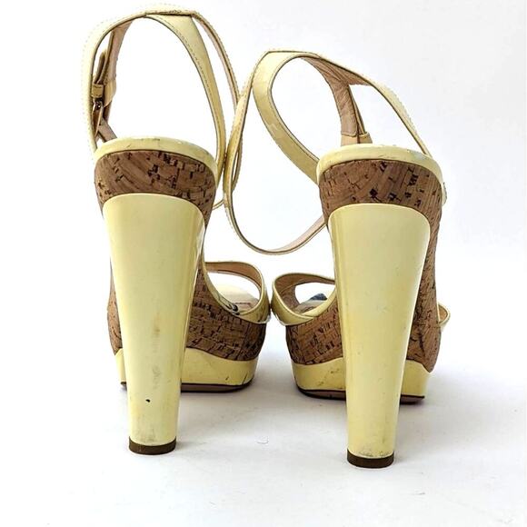 PRADA Canary Yellow Cork Platform Heels - 8 - Picture 8 of 10